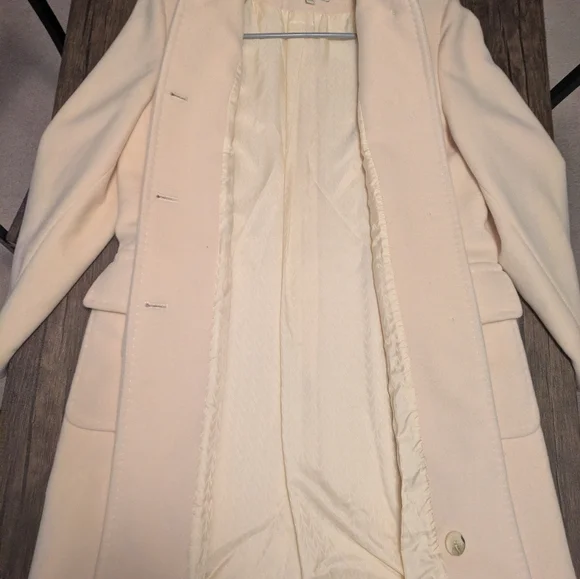 Michael Kors Cream Trench Coat Pea Coat Wool And Angora Blend